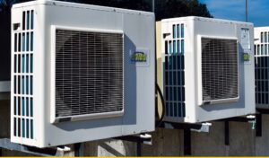 AC repair Woburn - Two outdoor ductless mini-split condenser units serviced by Pann Home Services